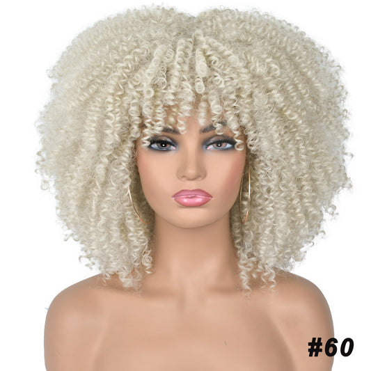 Peluca Rizada Corta Afro Multicolor Estilo Europeo Americano - Image 2