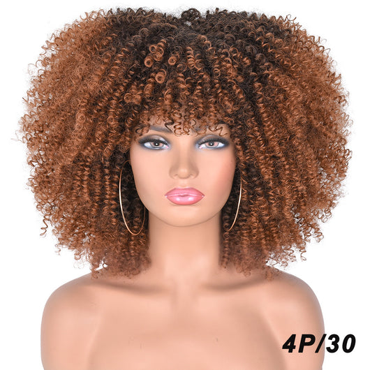 Peluca Rizada Corta Afro Multicolor Estilo Europeo Americano - Image 3