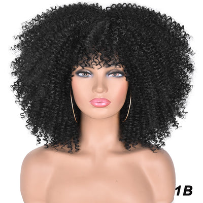 Peluca Rizada Corta Afro Multicolor Estilo Europeo Americano - Image 4