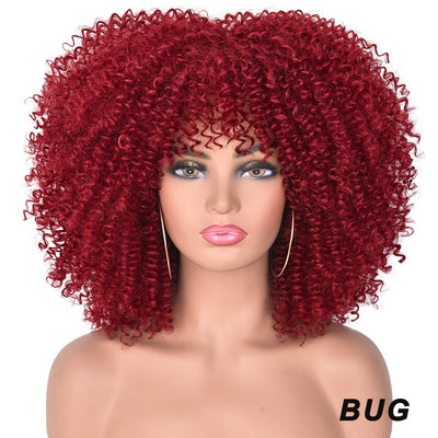 Peluca Rizada Corta Afro Multicolor Estilo Europeo Americano - Image 5