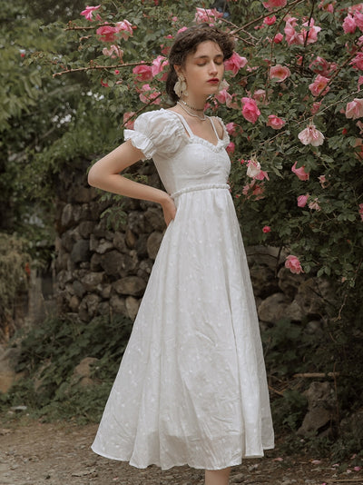 Vestido Falda Bordada Campanilla Blanca Estilo Francés Primera Amor Primavera - Image 13