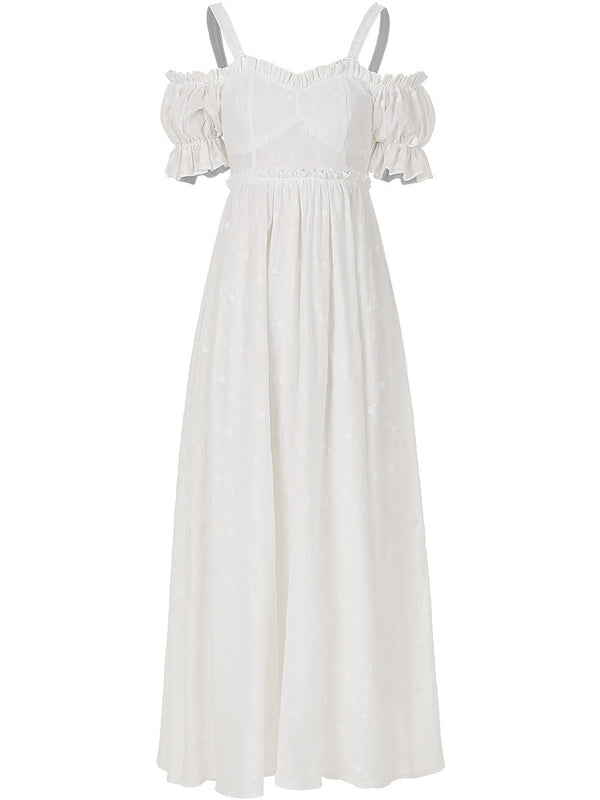 Vestido Falda Bordada Campanilla Blanca Estilo Francés Primera Amor Primavera - Image 7