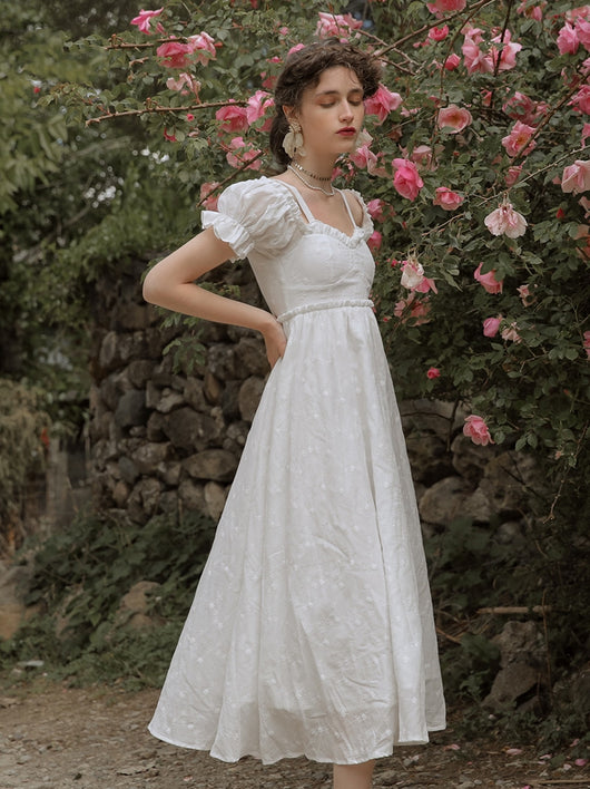 Vestido Falda Bordada Campanilla Blanca Estilo Francés Primera Amor Primavera - Image 6