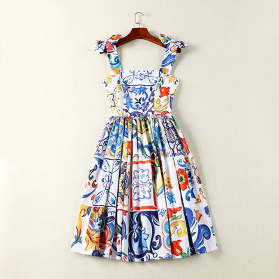 Vestido Estampado Mujer con Falda Amplia y Tirantes - Diseño Trendy