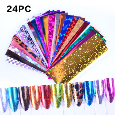 24 Láminas de Foil para Uñas Láser Brillante - Transferencias Decorativas Universe DIY - Image 4