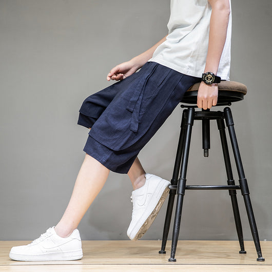 Pantalones de Lino Holgados Talla Grande - Shorts y Pantalones Casuales de 5 Puntos - Image 8