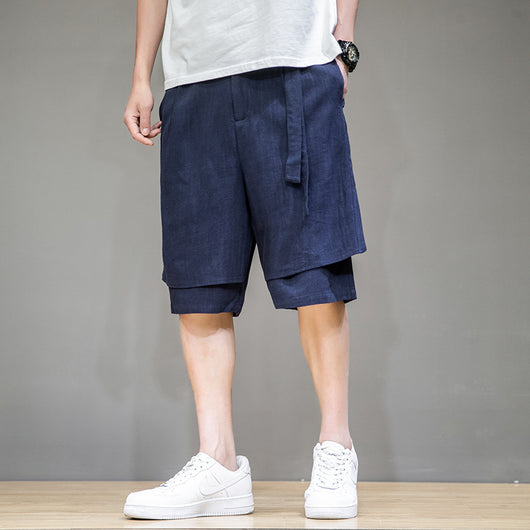 Pantalones de Lino Holgados Talla Grande - Shorts y Pantalones Casuales de 5 Puntos