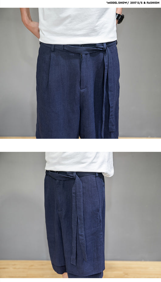 Pantalones de Lino Holgados Talla Grande - Shorts y Pantalones Casuales de 5 Puntos - Image 12