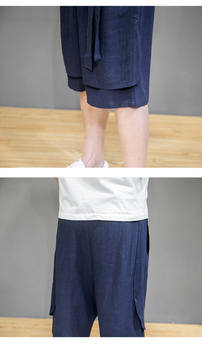 Pantalones de Lino Holgados Talla Grande - Shorts y Pantalones Casuales de 5 Puntos - Image 11