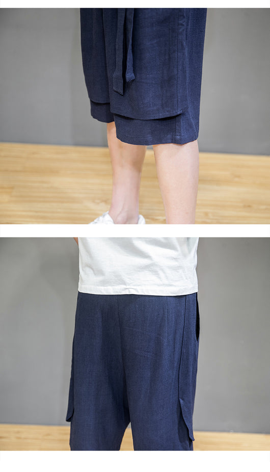 Pantalones de Lino Holgados Talla Grande - Shorts y Pantalones Casuales de 5 Puntos - Image 11