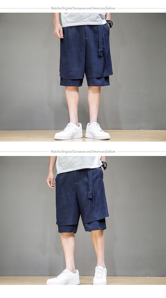 Pantalones de Lino Holgados Talla Grande - Shorts y Pantalones Casuales de 5 Puntos - Image 10