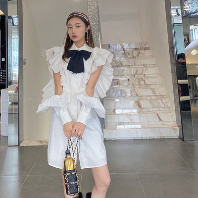 Vestido Blanco con Volantes y Lazo - Elegancia Moderna - Image 9