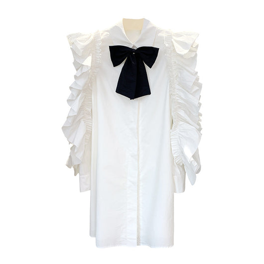 Vestido Blanco con Volantes y Lazo - Elegancia Moderna - Image 6