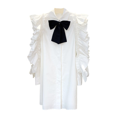 Vestido Blanco con Volantes y Lazo - Elegancia Moderna - Image 4