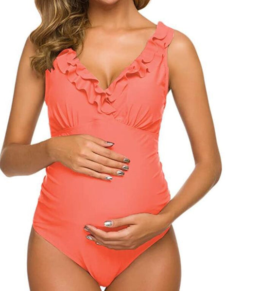 Traje de Baño Premamá Elegante con Volantes