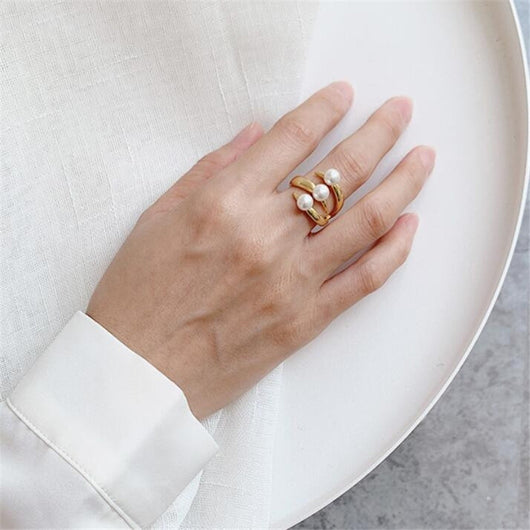 Anillo Vintage de Perla Estilo Palacio Japonés Lujo Ligero - Image 9
