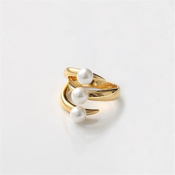 Anillo Vintage de Perla Estilo Palacio Japonés Lujo Ligero