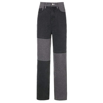 Pantalones Rectos Cintura Alta Slim con Combinación de Colores para Mujer - Image 10