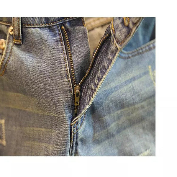 Pantalones Vaqueros Rotos Tobilleros para Hombre - Estilo Verano