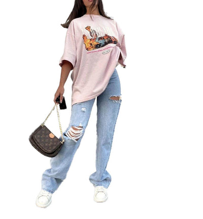 Pantalones Vaqueros Rectos Rotos Efecto Desgastado para Mujer - Image 5