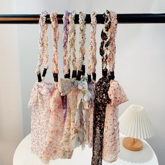 Diadema Floral con Perlas y Cintas Decorativas - Image 19