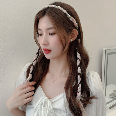 Diadema Floral con Perlas y Cintas Decorativas - Image 18