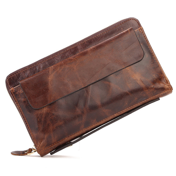 Billetera Larga para Hombre en Cuero Vintage Encerado