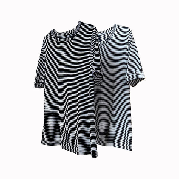 Camiseta Coreana de Rayas Manga Corta - Diseño Minimalista que Estiliza