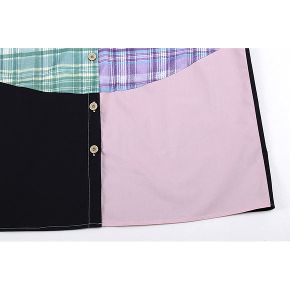 Vestido Camisa Cuadros Manga Corta
