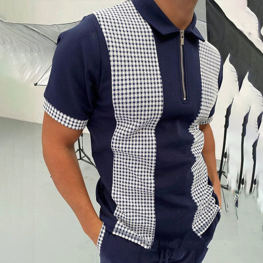 Polo con Cierre y Bloques de Color para Hombre