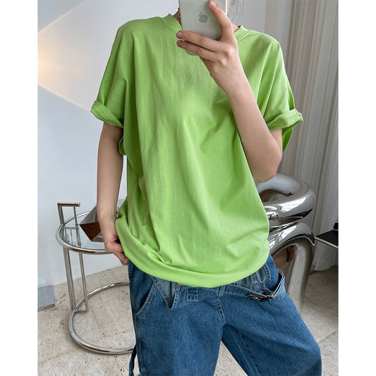 Camiseta Verde Frutal de Verano Cuello Redondo Manga Corta
