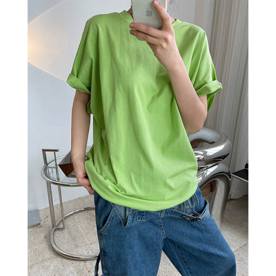 Camiseta Verde Frutal de Verano Cuello Redondo Manga Corta