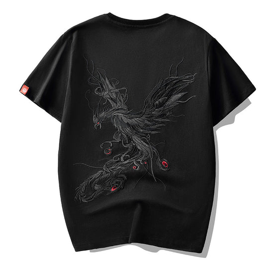Playera Hombre Phoenix Bordada Manga Corta