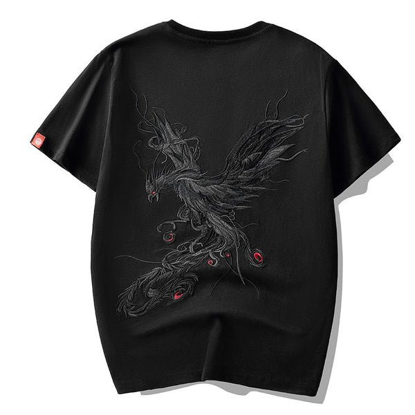 Playera Hombre Phoenix Bordada Manga Corta