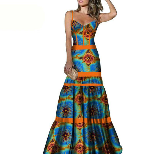 Vestido Largo con Tirantes Estampado Africano - Image 9