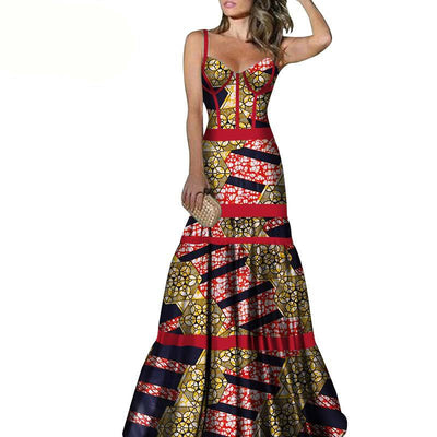 Vestido Largo con Tirantes Estampado Africano - Image 14