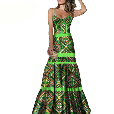 Vestido Largo con Tirantes Estampado Africano - Image 15