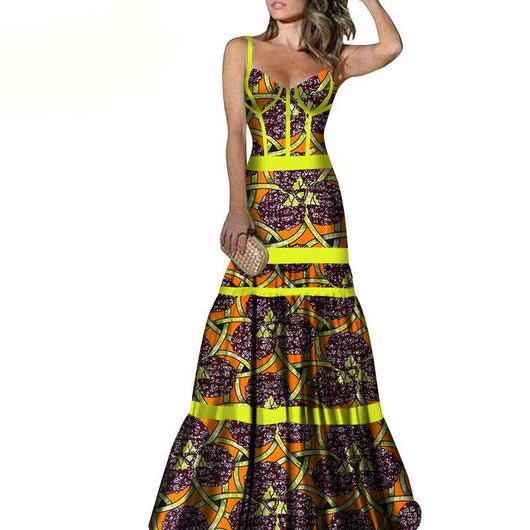 Vestido Largo con Tirantes Estampado Africano - Image 2