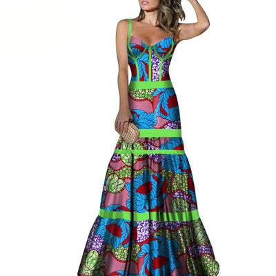 Vestido Largo con Tirantes Estampado Africano - Image 4
