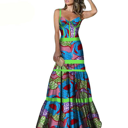 Vestido Largo con Tirantes Estampado Africano - Image 4