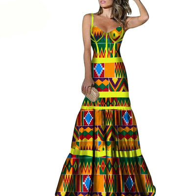 Vestido Largo con Tirantes Estampado Africano - Image 3