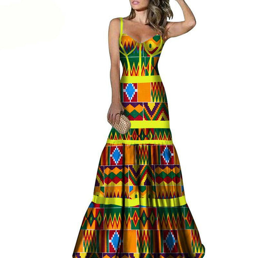 Vestido Largo con Tirantes Estampado Africano - Image 3