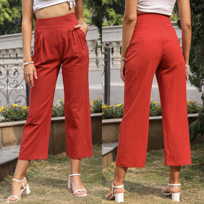 Pantalón Cropped Cintura Alta con Bolsillos y Pierna Ancha - Image 4