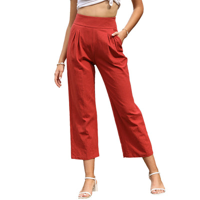 Pantalón Cropped Cintura Alta con Bolsillos y Pierna Ancha - Image 2