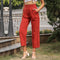 Pantalón Cropped Cintura Alta con Bolsillos y Pierna Ancha