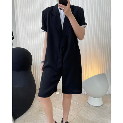Jumpsuit Elegante de Piernas Anchas con Cuello Solapa y Cintura Ajustable - Image 8