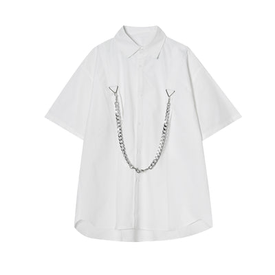 Camisa Manga Corta Diseño Tendencia con Cadena - Estilo Moderno para Hombre - Image 8