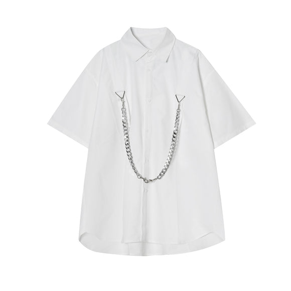 Camisa Masculina Manga Curta com Estampa Tendência e Corrente - Estilo Moderno