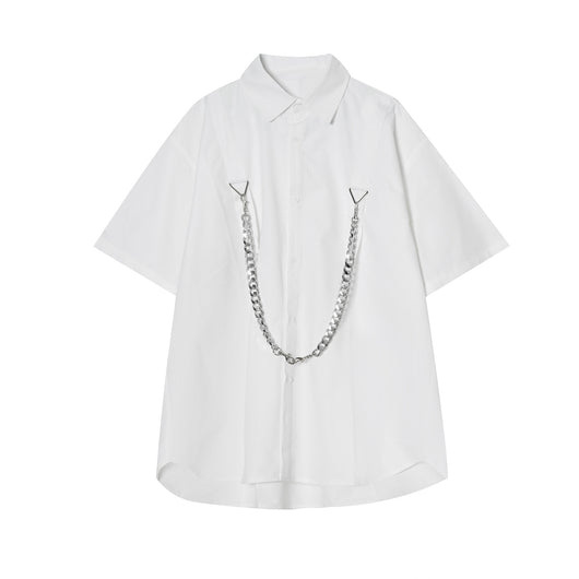 Camisa Manga Corta Diseño Tendencia con Cadena - Estilo Moderno para Hombre - Image 6