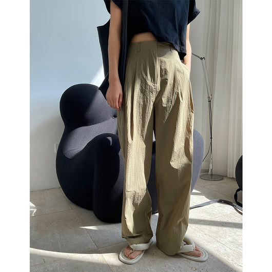 Pantalón Ancho Cómodo de Cintura Alta Estilo Coreano Transpirable y Ligero - Image 10